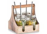 Zeller Present Gläser-Set, (Set, 5 tlg., je 4 Gläser mit Schraubdeckel und Trinkhalmen), in praktischer Holzkiste zum Tragen