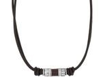 Kette mit Anhänger S.OLIVER "2038870", silber (edelstahlfarben), Halsketten, Herren, Edelstahl Leder, L: 50, Edelstahl, Leder