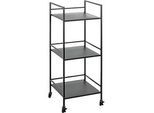 Mobiler Beistelltisch HAKU, 3 Ablagen mit jeweils bis zu 8 kg Tragkraft, B 350 x T 350 x H 920 mm, Stahl/Metall, schwarz