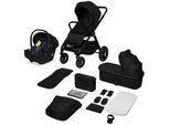 Lionelo Kinderwagenset , Schwarz , 3-teilig , 62x115x94 cm , EN 1888 , Baby on Tour, Kinderwagen, Kombikinderwagen