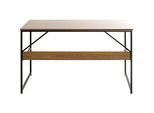 Schreibtisch HAKU, Rechteck, mit zusätzlicher Ablagefläche, B 1200 x T 600 x H 740 mm, Metall/Holz, schwarz/dunkles Eiche-Dekor