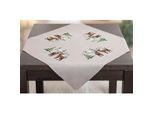 Stickmitteldecke "Rehe in Winterlandschaft"