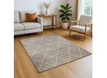 Teppich "Juna Essence", beige (naturgrau,beige,weiß), B:40cm H:10mm L:60cm, Jute, MYFLAIR MÖBEL & ACCESSOIRES, Teppiche, Teppich, Juteteppich, handgeflochten, meliert, Rauten Muster, auch als Läufer