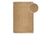 Teppich GREEN LOOOP "June", beige (natur), B:140cm H:12mm L:200cm, Jute, Teppiche, Teppich, handgewebt, robust, strapazierfähig, skandinavisch, Naturfaser