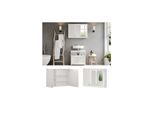 Vicco Spiegelschrank Riad, 68 x 49 cm, Weiß, Glasschrank mit 2 Türen, Badezimmer