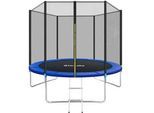 tectake Trampolin Garfunky,inklusive Einstiegsleiter,schwarz/blau , Schwarz, Blau , Metall , Rund , 305x256x305 cm , Ce , Outdoor Spielzeug, Gartenspielzeug