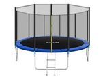 tectake Trampolin Garfunky,inklusive Einstiegsleiter,schwarz/blau , Schwarz, Blau , Metall , Rund , 457x269x457 cm , Ce , Outdoor Spielzeug, Gartenspielzeug