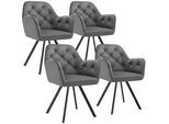 tectake Armlehnstuhl Samt Drehbarer 4er Set Lucia 58 x 58 x 87 cm anthrazit , Anthrazit , Kunststoff , 58x87x58 cm , Esszimmer, Stühle, Esszimmerstühle, Armlehnenstühle