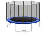 tectake Trampolin Garfunky,inklusive Einstiegsleiter,schwarz/blau , Schwarz, Blau , Metall , Rund , 396x260x396 cm , Ce , Outdoor Spielzeug, Gartenspielzeug