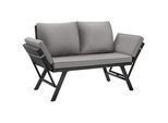 tectake Rattan-Loungesofa Sintra,157 x 61 x 89 cm,hellgrau/schwarz , Hellgrau, Schwarz , Textil , Quadratisch , 157x89x61 cm , Loungemöbel, Gartensofas