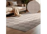 Designteppich ELLE DECORATION "Tourmaline", beige (creme beige), B:120cm H:9mm L:170cm, Polypropylen, Teppiche, Wohnzimmer, Schlafzimmer, Läufer, Hoch-Tief Effekt, Flur, Glanz