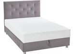 Boxbett "CELIA im hochwertiger Samtoptik", grau, B:142cm L:209cm, ATLANTIC HOME COLLECTION, Komplettbetten, mit Taschen-Federkernmatratze, Bettkasten und Strass-Steinen