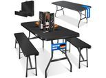 KESSER® Bierzeltgarnitur 3-teilig Set Tisch & 2x Bank Buffettisch für drinnen & draußen Gartengarnitur klappbar 183x76x74cm Kunststoff Klapptisch Gartentisch inkl. Abdeckung & Tragegriffe