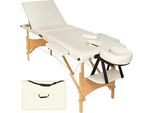 tectake Massageliege 3 Zonen Daniel,210 x 95 x 84 cm,beige , Beige , Holz , 61x62x185 cm , Freizeit, Wellness, Körperpflege, Wohlfühlprodukte