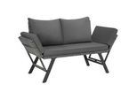 tectake Rattan-Loungesofa Sintra,157 x 61 x 89 cm,grau , Grau , Textil , Quadratisch , 157x89x61 cm , Loungemöbel, Gartensofas
