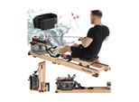 tectake® Holzrudergerät, aus massiver Buche, klappbar, 6-fach verstellbare Pedale, mit LCD-Anzeige, flexibler Handyhalterung und Bluetooth