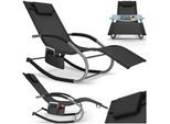 tectake® Gartenliege, ergonomisch, mit Komfort-Schwingbewegung, atmungsaktives, wasserabweisendes Textilene-Gewebe, abnehmbares Kopfpolster, seitliche Aufbewahrungstasche