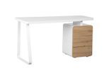 Mid.you Schreibtisch , Weiß, Eiche , Metall, Holzwerkstoff , 3 Schubladen , Freiform , Flachrohr , 140x75x60 cm , Bsci , Stauraum , Arbeitszimmer, Schreibtische, Bürotische