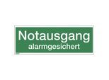 Kombizusatzschild mit Text für Rettungszeichen, Notausgang alarmgesichert, VE 10 Stk, Folie, langnachleuchtend, LxHxT 297 x 105 x 0,4 mm kaiserkraft