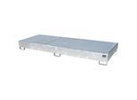 eurokraft pro Regal-Bodenwanne mit PE-Einsatz, mit Rost, 540 l, LxBxH 3265 x 1315 x 270 mm, verzinkt
