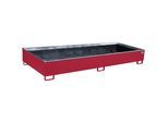 eurokraft pro Regal-Bodenwanne mit PE-Einsatz, 1000 l Auffangvolumen, LxBxH 3265 x 1315 x 385 mm, rot
