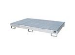 eurokraft pro Regal-Bodenwanne mit PE-Einsatz, mit Rost, 240 l, LxBxH 2165 x 1315 x 230 mm, verzinkt, ab 3 Stk