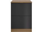 Schrankmodule GAMI "Eden Küche Topfschrank B.60 2 Auszügen", schwarz (eiche helvezia nachbildung, schwarz), B:60cm H:86cm T:60cm, Holzwerkstoff, Schränke, Topfschrank mit 2 Auszügen B.60