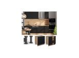 Vicco Unterschrank Fame-Line Eiche Schwarz gestreift 80 cm mit Arbeitsplatte Marmor-Weiß