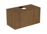 Ideal Standard Conca Waschtisch-Unterschrank T3942Y5 mit Ausschnitt, 2 Auszüge, 100x50,5x55 cm, mittig, Walnuss dunkel Furnier