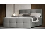 Boxspringbett FORTE "Eve inkl. zwei Bettkästen und Kaltschaum Topper", grau (hellgrau), B:146cm L:225cm, Komplettbetten, Boxspringbett, und einer 7-Zonen-Tonnentaschen-Federkernmatratze (H3)