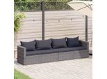 vidaXL 4-tlg. Garten-Sofagarnitur mit Kissen Grau Poly Rattan
