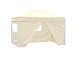 vidaXL Faltzelt Pop-Up mit 4 Seitenteilen 3 x 4,5 m Cremeweiß