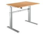 Schreibtisch Standard, elektrisch höhenverstellbar, Rechteck, C-Fuss, B 1200 x T 800 x H 725-1185 mm, Buche/weissaluminium RAL 9006
