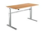 Schreibtisch Standard, elektrisch höhenverstellbar, Rechteck, C-Fuss, B 1600 x T 800 x H 725-1185 mm, Buche/weissaluminium RAL 9006