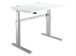 Schreibtisch Standard, elektrisch höhenverstellbar, Rechteck, C-Fuss, B 1200 x T 800 x H 725-1185 mm, lichtgrau/weissaluminium RAL 9006