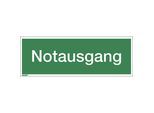 Kombizusatzschild mit Text für Rettungszeichen, Notausgang, Folie, VE 10 Stk, Kunststoff, langnachleuchtend, LxHxT 400 x 140 x 1 mm kaiserkraft