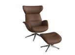 Relaxsessel FLEXLUX "Fernsehsessel More, ergonomisch, drehbar, robuster Fuß, Scandi", braun (modern cognac braun), B:90cm H:107cm T:89cm, 100% Echtleder, Sessel, Relaxsessel, Rücken- & Kopfteilverstellung, hervorragender Komfort, pflegeleicht