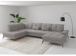 Wohnlandschaft SIT & MORE "Amica, U-Form, inkl. Sitztiefenverstellung und Armteilverstellung", grau (hellgrau), B:357cm H:90cm T:231cm, 100% Polyester, Sofas, Wohnlandschaft, wahlweise mit Kopfteilverstellung, Bettfunktion und Bettkasten