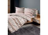 Bettwäsche JANINE "Feinbiber65177 06", beige (beige braun), B/L: 155cm x 200cm, 1 Stk., 1 Stk., Feinbiber, B/L: 80cm x 80cm, Feinbiber, Obermaterial: 100% Baumwolle, Bettwäsche, Bettwäsche, mit Reissverschluss