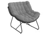 Ambia Garden Gartensessel , Schwarz, Taupe , Metall, Kunststoff, Textil , Kufe , 97x83.5x110.5 cm , Gartenmöbel, Gartensessel