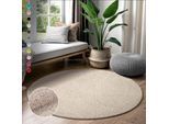 Hochflor-Teppich SANAT "LOCA", beige, H:30mm Ø:120cm, Kunstfaser, Teppiche, Wohnzimmer, Langflor, Shaggy, Schlafzimmer