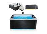 Whirlpool Oslo für 6 Personen - Indoor & Outdoor Pool mit LED, Zubehör & App - Hot Tub Grau