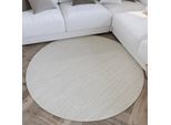 Teppich WECON HOME "Hamptons THIRTYONE", beige (creme weiß), H:15mm Ø:180cm, Polyester, Teppiche, Teppich, Kurzflor, Wohnzimmer, Schlafzimmer, elegant, robust, Krokodil-Design