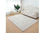 Hochflor-Teppich MY HOME "Dana light, besonders weich, Mikrofaser Teppiche" Gr. 7, weiss (weiß), B:240cm H:25mm L:320cm, Kunstfaser, Teppiche, Hochflor-Teppich, uni, leichter Glanz, Wohnzimmer, Schlafzimmer, Esszimmer