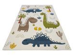 Kinderteppich SMART KIDS "Dino & Friends", bunt (creme,weiß,bunt), B:160cm H:10mm L:230cm, Polypropylen, Teppiche, Kinderteppich, Moderner Spielteppich, strapazierfähig, pflegeleicht, Konturenschnitt