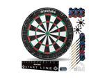 tectake® Dartscheibe, aus robustem Sisal mit ultradünnem Draht, extra breiter Fangring, Zubehör aus Anspitzer, 16 Flight-Schützern und Startlinie
