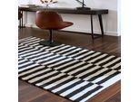 HANSE Home Wollteppich »Donna, schwarz-weiss« rechteckig 5 mm Höhe Handgewebt, Wolle, Natur, Läufer, Wohnzimmer, Schlafzimmer, Streifen
