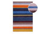 Teppich WECON HOME "Petrol", bunt (multi), B:80cm H:7mm L:150cm, Polyester, Teppiche, Teppich, handgefertigt, pflegeleicht, gestreift, Wohnzimmer, Schlafzimmer