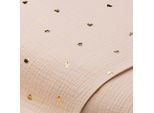 Musselin/Doppel-Gaze „Herzen“, natur/gold