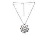 Kette mit Anhänger STEUER "Blüte silberfarben mit 9 Glassteinen", silber, Halsketten, Damen, 51cm, Metall, L: 51 B: 55mm, glänzend, B:55mm